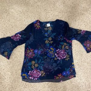 V-Neck Navy Blue Blouse